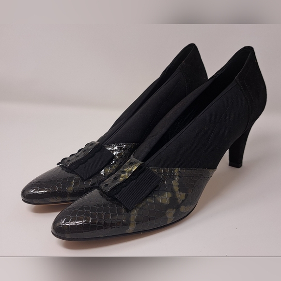 Prevata Shoes - Prevata Italy Women's Heels Pumps Shoes Black Green Snakeskin 9 US